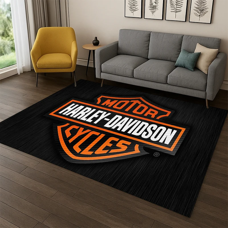 3D Retro H-Harleys Racing Car MOTO Carpet Rug for Home Living Room Bedroom Sofa Doormat Decor,Area Rug Non-slip Floor Mat Gift view 3