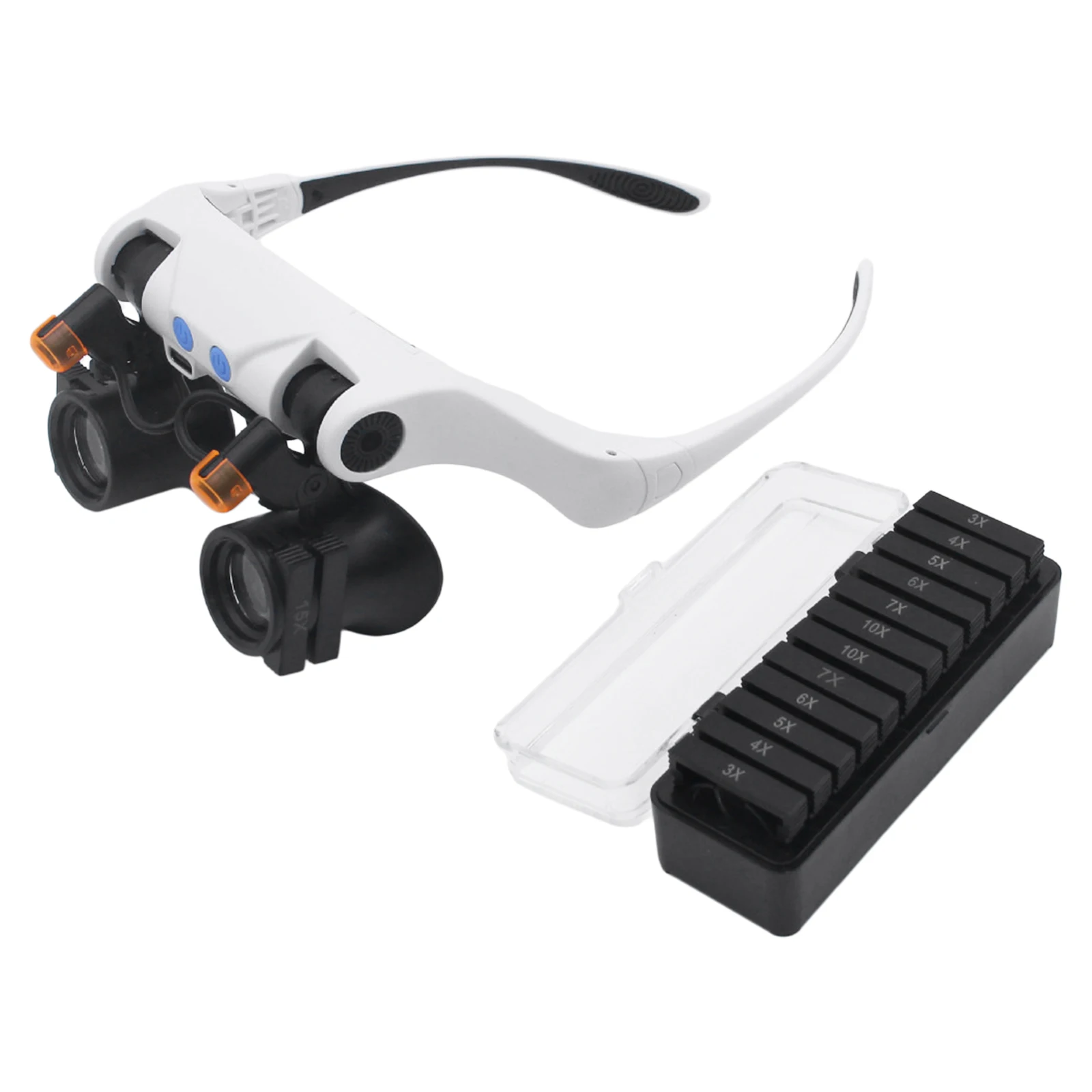 Headband Magnifying Glasses with LED Light Hands Free Magnifier with 14 Interchangeable Lenses for Jewelry Electronics Repair