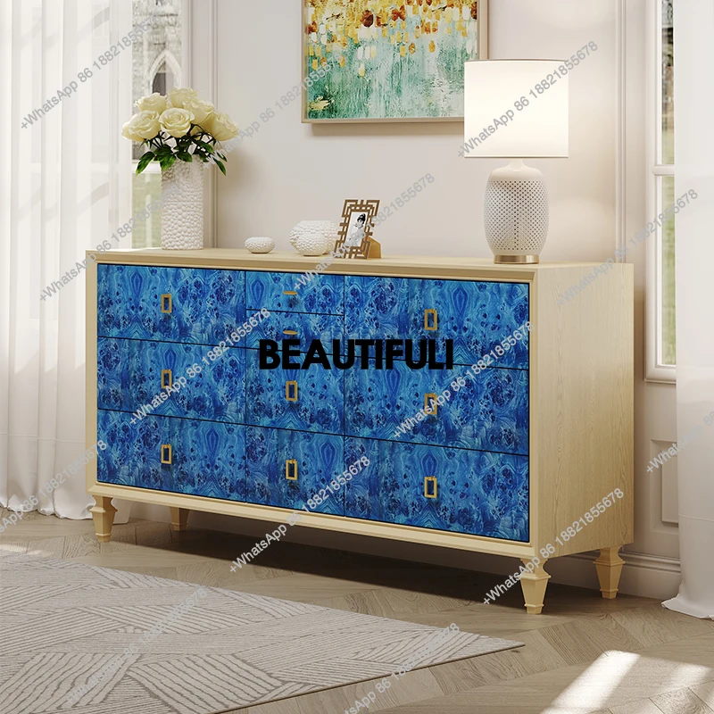 

American light luxury chest TV large flat layer high-grade veneer storage side cabinet