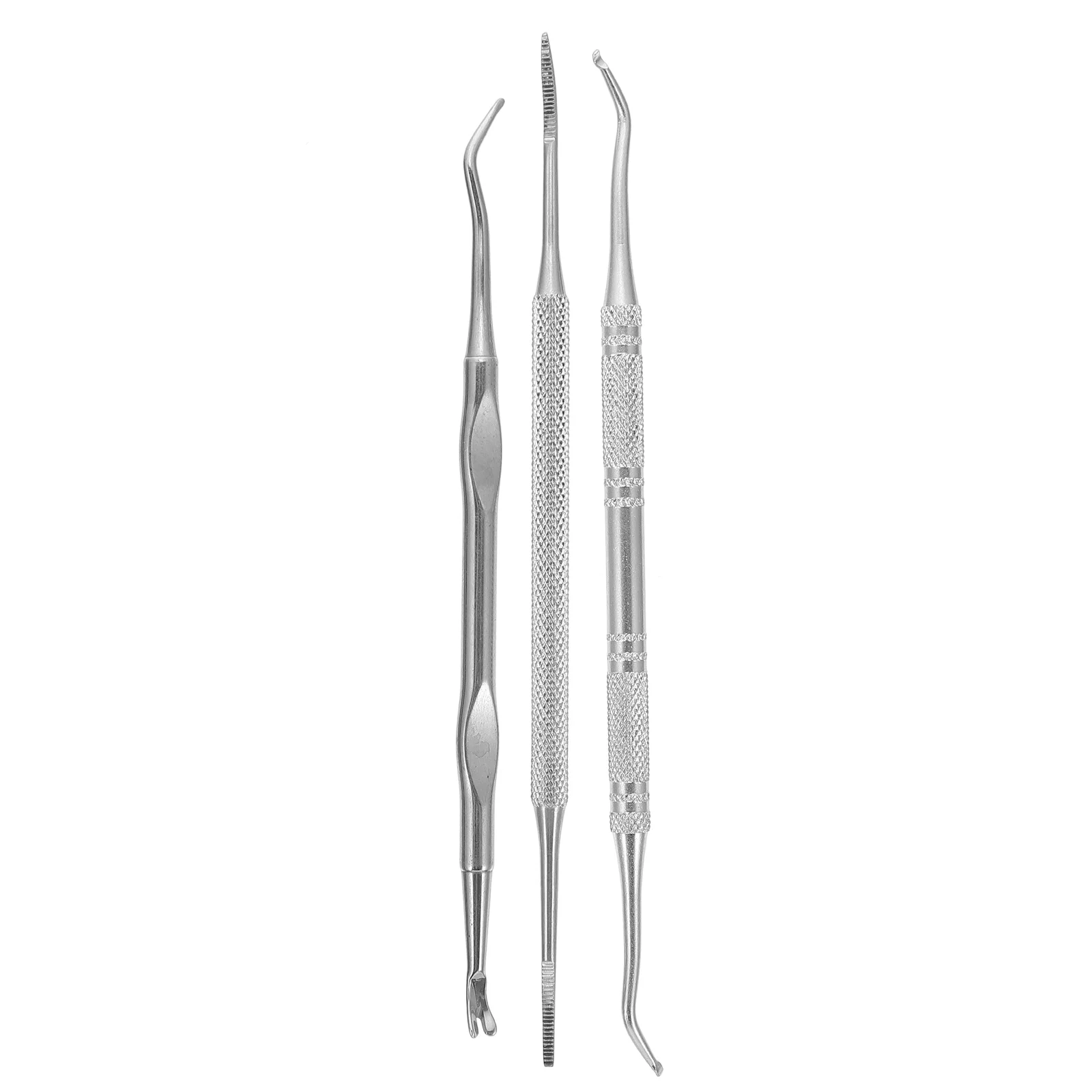 3 Pcs Nail Remover Portable Tool Ingrown Toenail Pedicure Practical File Stainless Steel Cleaner Pusher Kit Double-end