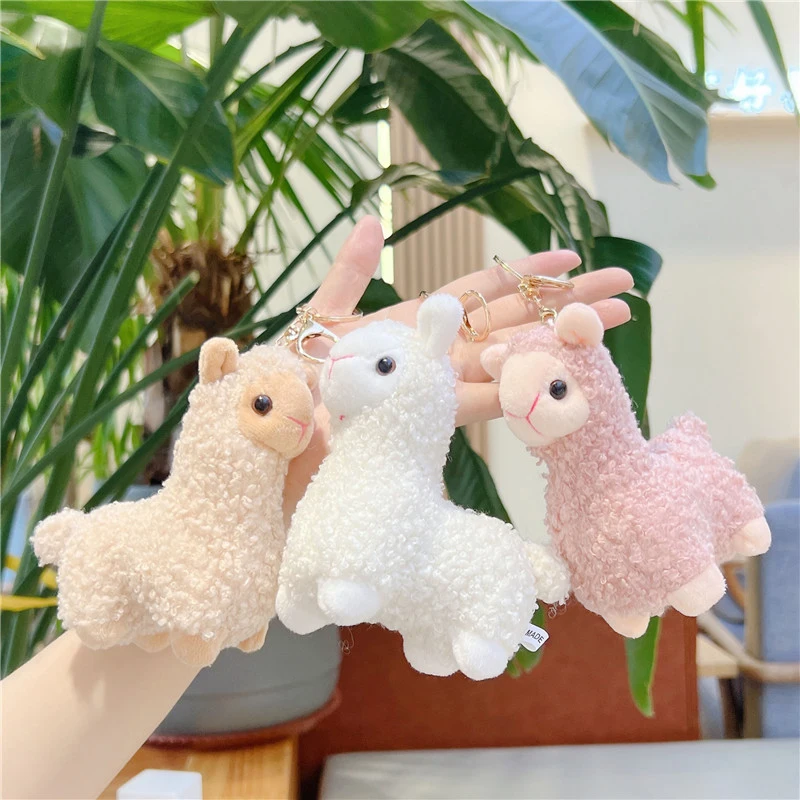 LLavero de peluche de Alpaca de dibujos animados, colgante creativo de muñeca Kawaii, accesorios de decoración de mochila para estudiantes, regalos