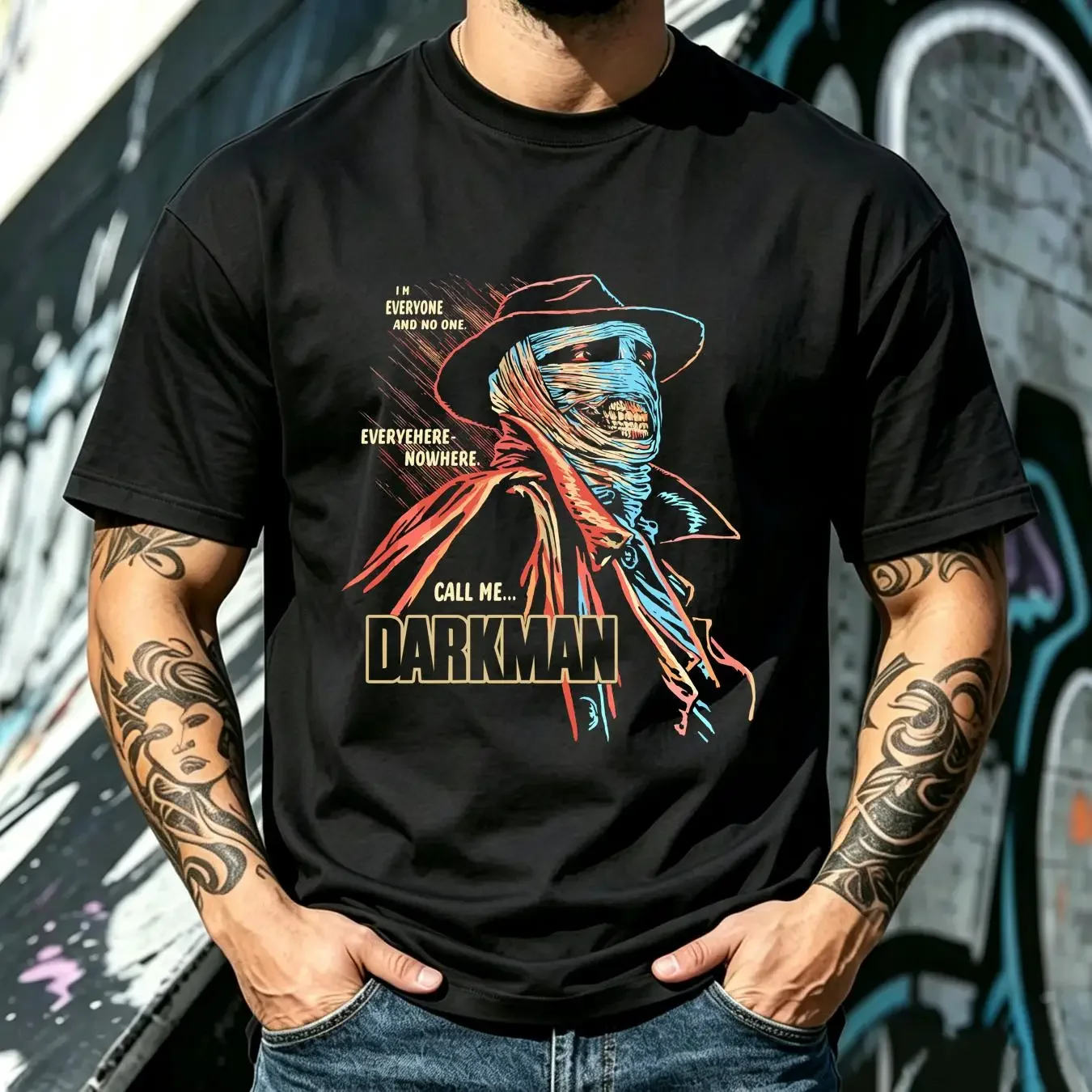 washed T Shirt Darkman Loot Wear Exclusive 2XL Black Horror Movie Fright vintage Washed Slightly Versatile