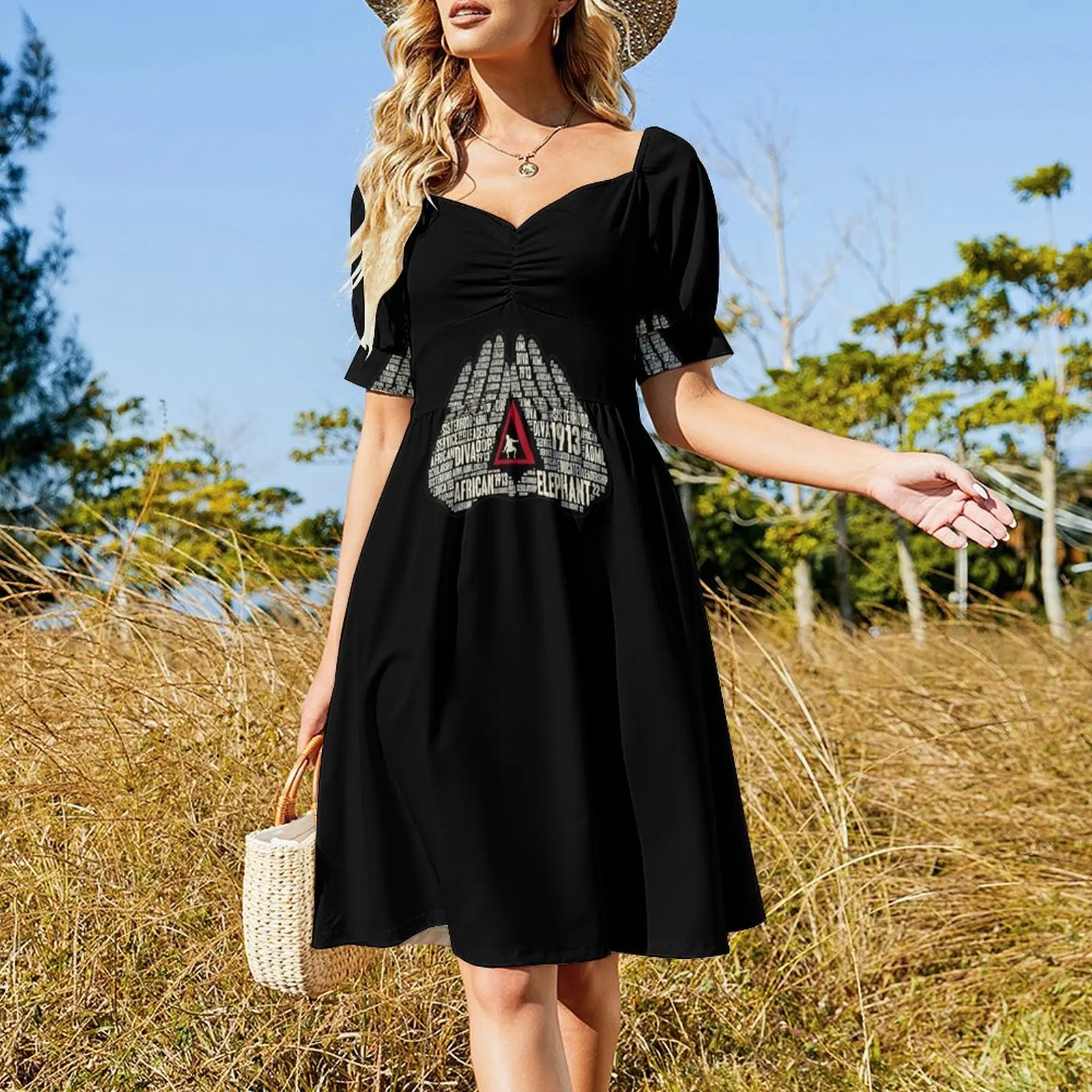 Delta 1913 Hand Sign Elephant Sigma Theta Words Short-Sleeved Dress elegant dress women dress summer dresses women 2025