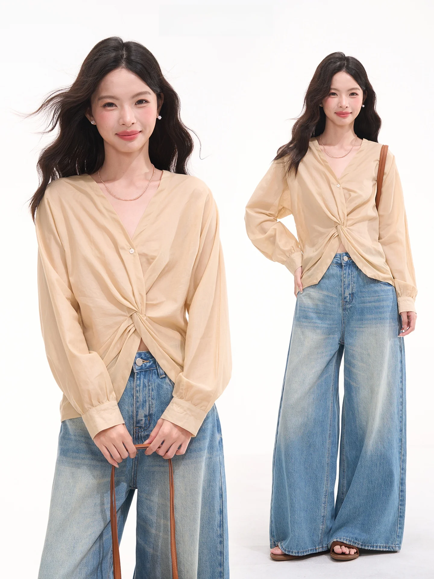 

Рубашка свободного кроя с длинными рукавами Heme, льняная, цвета чая, с узлом, в повседневном стиле, женский топ, летняя мода, простой дизайн