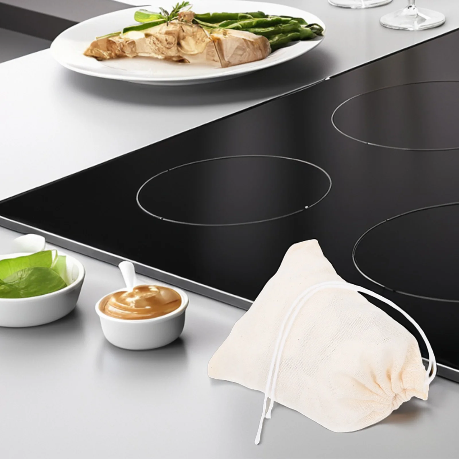 

60pcs Cotton Muslin Drawstring Bags For Brewing Herbs Soup Tea Infusers Reusable Strain Pouch Filter Cooking Supply