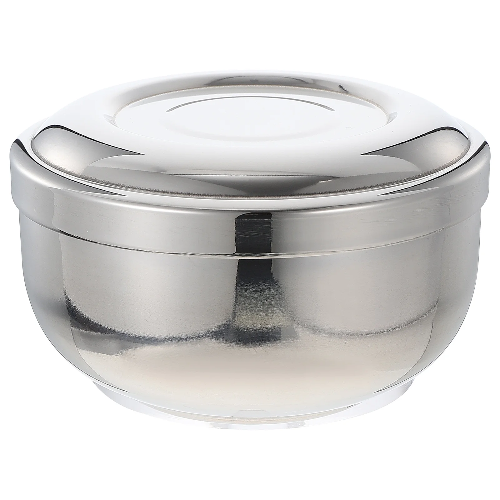 Tigela de sabão de barbear de aço inoxidável, recipiente de espuma com tampa de grande capacidade, acessório de barbear masculino, durável e prático, barbeiro, 1 peça