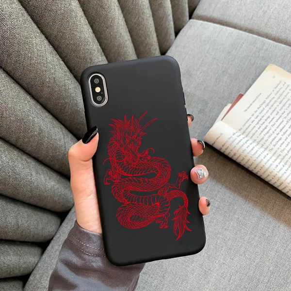 HOT Red Dragon สำหรับ IPhone 12 13 Pro 7 8 Plus X XR XS Iphone 11 Pro max กรณีแฟชั่นสัตว์ซิลิโคน Cover Fundas