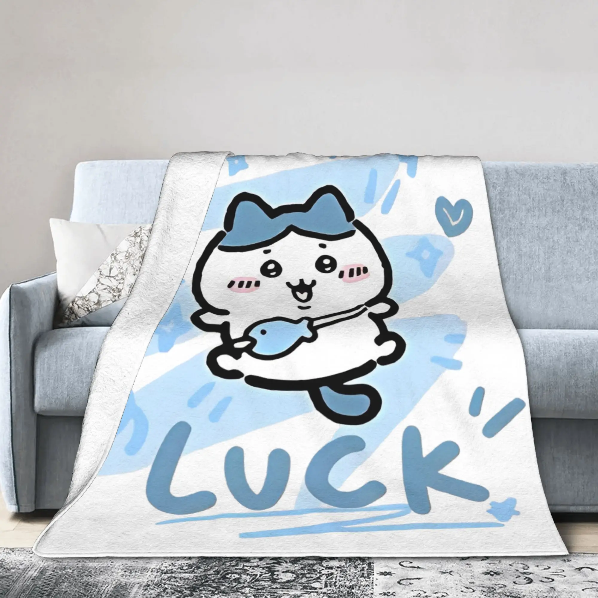 Chiikawas  Luck Hachiware Fleece Blankets  Custom Throw Blanket for Home Hotel Sofa  125*100cm Bedspreads,