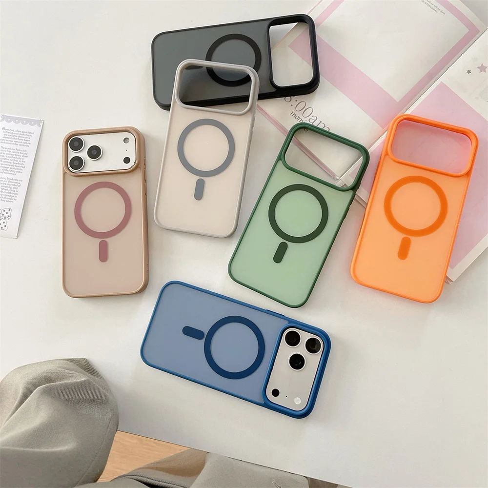 Premium Soft-Touch Color-Block Magnetic Case for iPhone 17 Pro Max 16 15 14 13 12 11 Plus For Magsafe Shockproof Phone Case