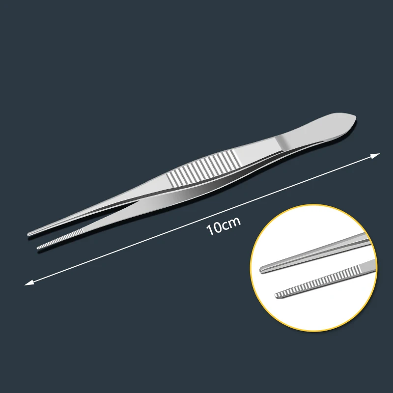 Medical ophthalmic tweezers eye surgical tweezers elbow straight molluscum tweezers 10cm hook