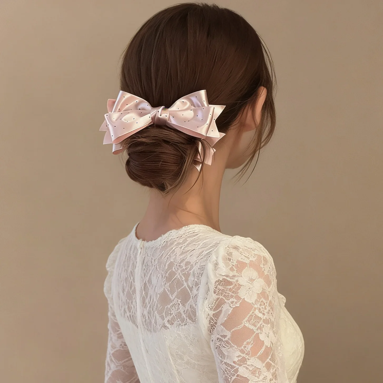 

1pcs Korean Designed Satin Bow Twist Clips Polka Dot Elegant Hair Pins for Women Bun Holder Chic Stylish Daily Hair Accessory