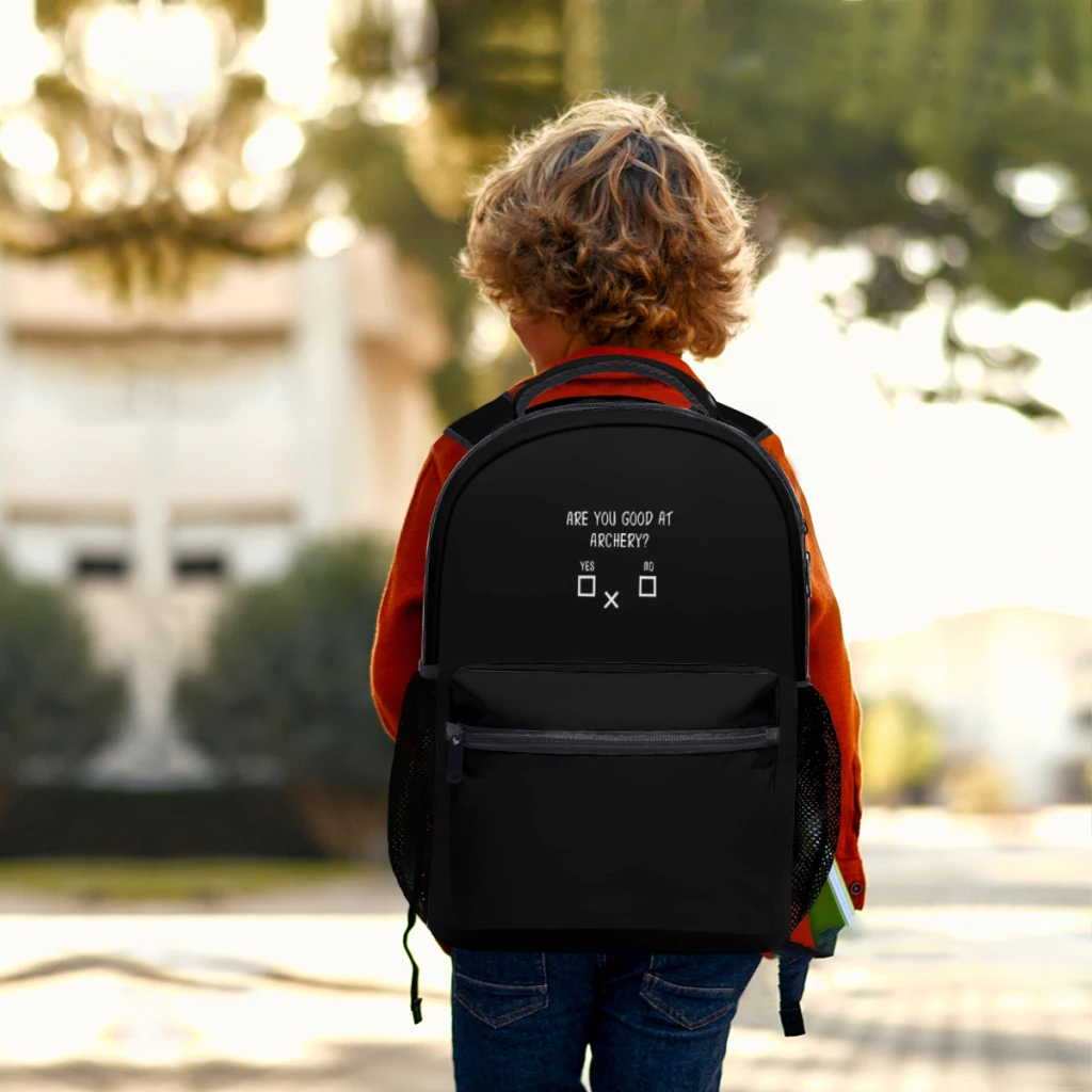 Tiro com arco Mochila piada engraçada para meninas, Mochila escolar dos desenhos animados do estudante de grande capacidade, Você é bom em arco e flecha Sim