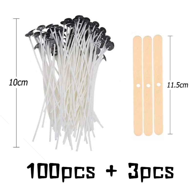 103pcs/set Original Smokeless Candle Wicks Soy Wax Core Woven Cotton Core Kerosene Lamp Wax Line Wood Accessories candles making