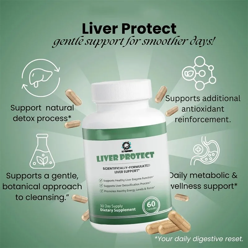 Liver Protection and Repair, Mixed with Milk Thistle, Beetroot, Thistle, Dandelion, Chicory,yarrow, Jujube,and Herbs,60 Capsules