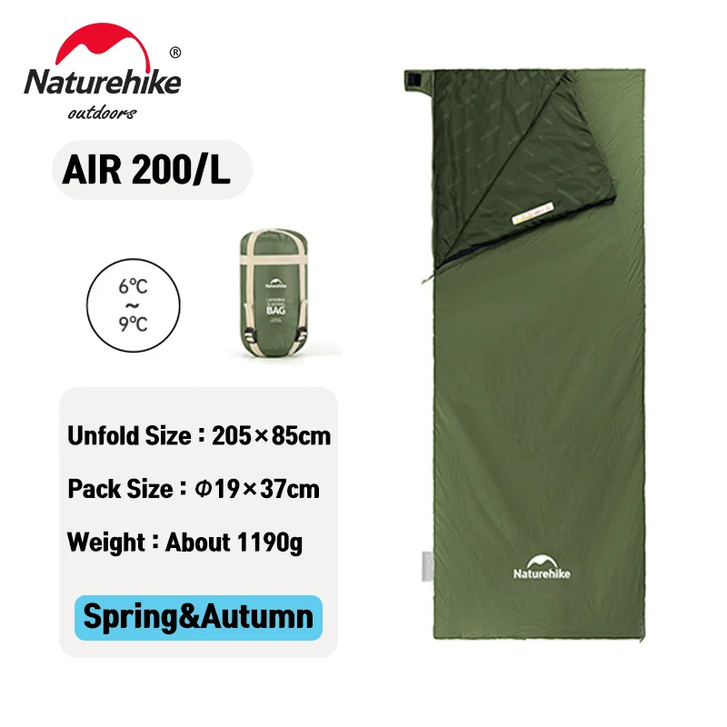 Naturehike Schlafsack LW180 Ultraleichter Baumwollschlafsack Wasserdichter Wanderschlafsack Sommer Outdoor Camping Schlafsack