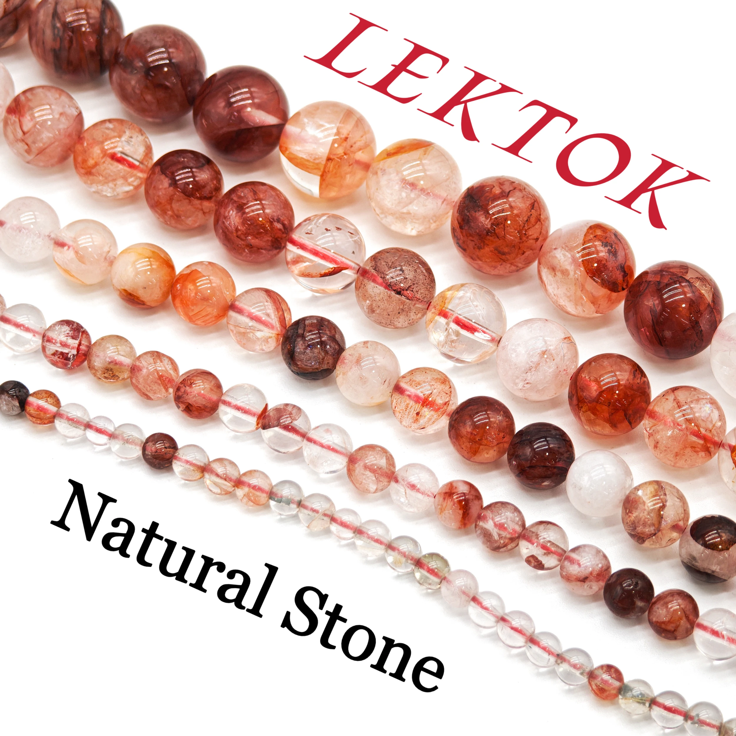 

AAA Natural Fire Quartz Round Beads 4-14mm | Red Crystal Gemstone for DIY Jewelry, Smooth Drill Hole, 6 Sizes, Bulk Discount