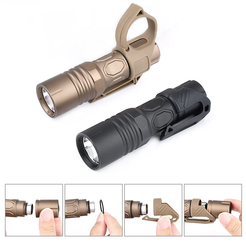 WADSN Handheld Light PLHv2 18650 18350 LED Flashlight 1300LM Switchback Fit molle Pocket Clip Outdoor Hunting weapon scout light