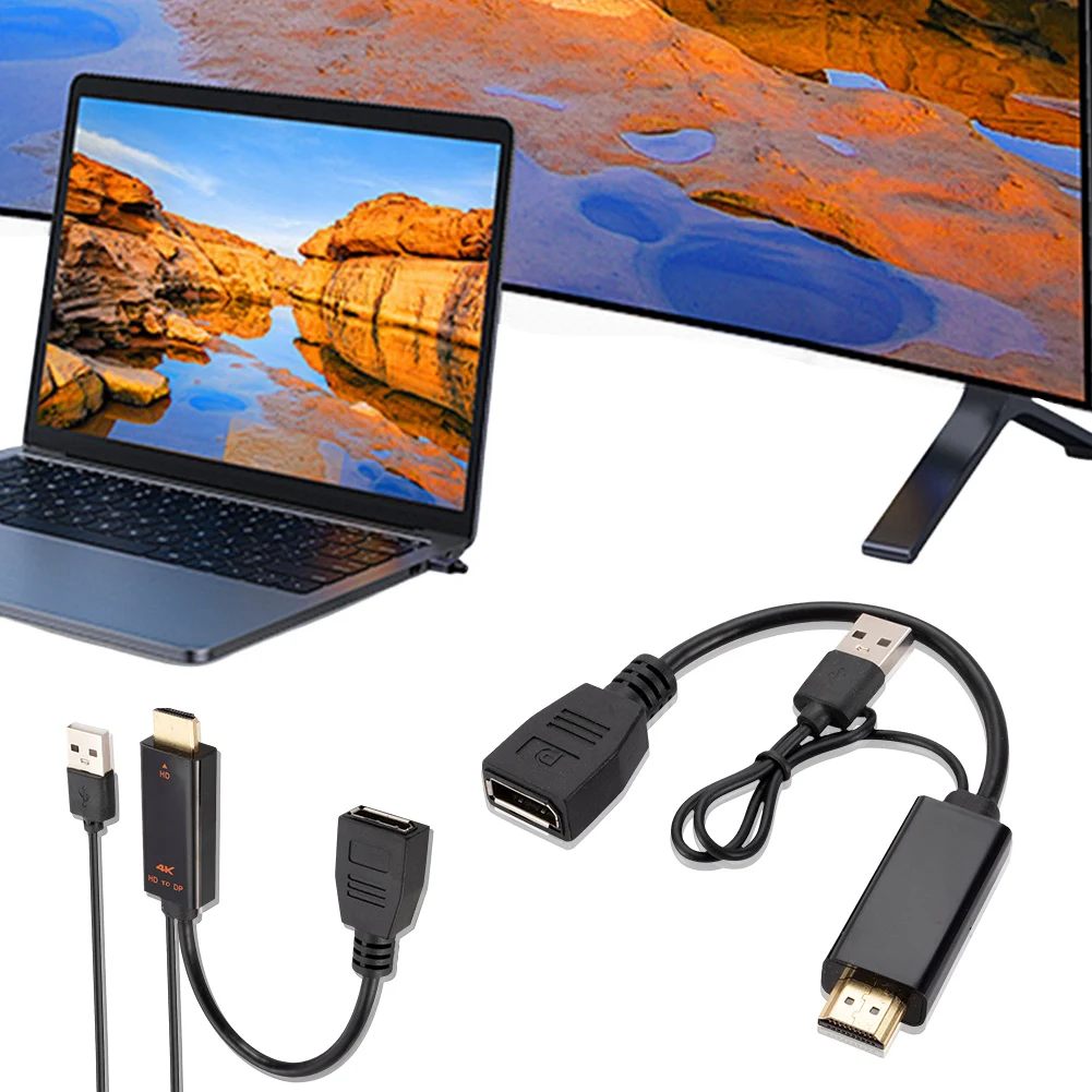 HDMI-Compatible To Display Port Cord 4K@60Hz 2K@120Hz HDMI-Compatible Source To DP Display Monitor Cable for PC Laptop PS5 Xbox