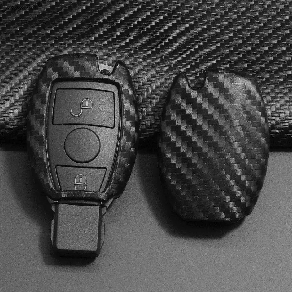 jingyuqin Carbon Men Car Key Bag Case For Mercedes Benz BGA AMG W203 W210 W211 W124 W202 W204 W205 W212 W176 Silicone Cover