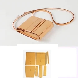 DIY leather craft women square shoulder bag kraft paper pattern template stencil 17x20x5cm
