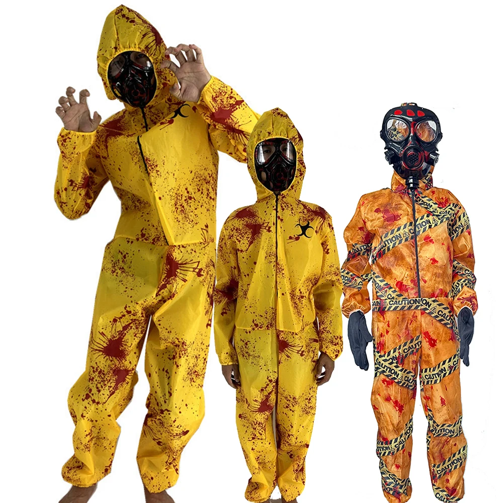 

Halloween Cosplay Costume Adult Children's Family Role-playing Outfit Resident Evil Zombie Radiation Protection Jumpsuit Mask