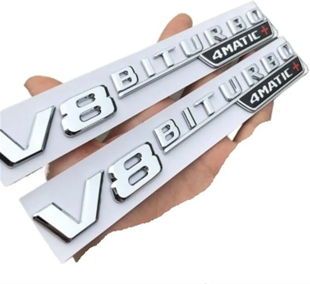 2 قطعة ثلاثية الأبعاد V8 BITURBO 4matic + سيارة درابزين شعار ملصق ل AM G w117 c63 w212 e63 w207 w176 a45 x156 gla45 شارة مائي