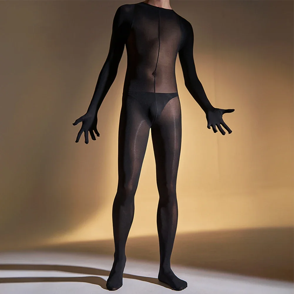Men's Sexy Men Thermal Underwear Jumpsuit All in One-Overall Bodysuit Long Johns Five Fingers Velvet Men's Full Body Leotard