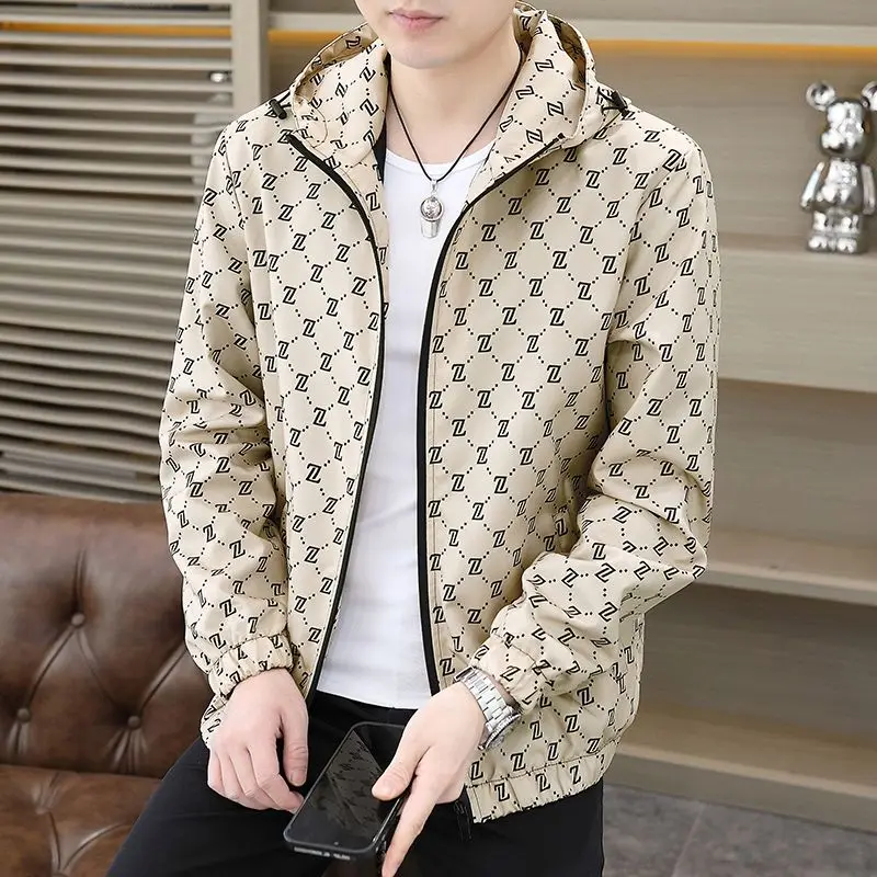 

Весенняя мужская молодежная куртка с капюшоном, водонепроницаемая куртка Tide, верхняя мужская куртка, мужская