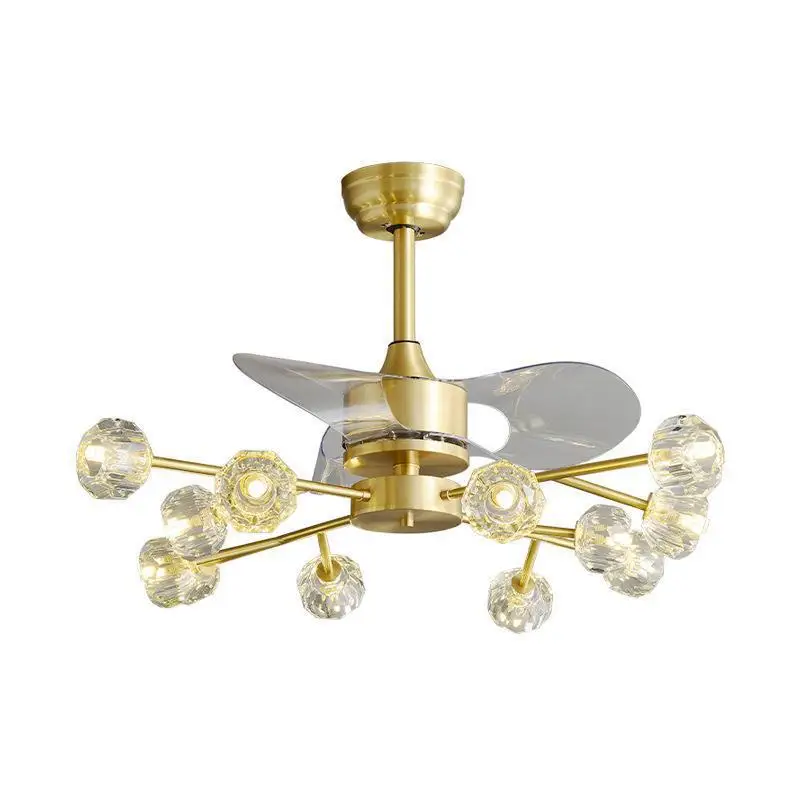 

Light luxury, all copper, fan chandelier, Nordic, crystal ceiling fan light