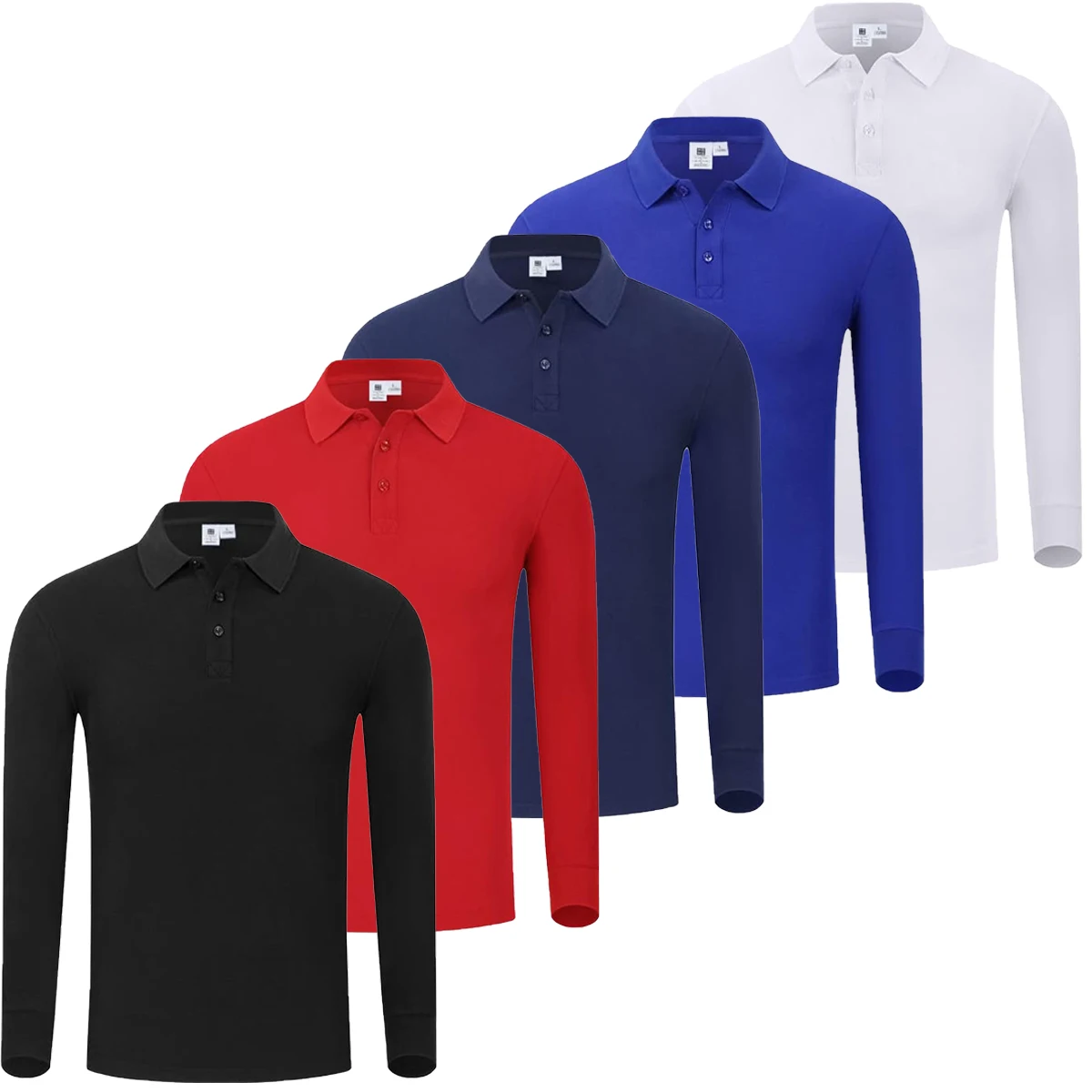 

Men's Long Sleeved Solid Color POLO Casual Clim Fit Couple Outfit Team Work Outfit Thin TOP