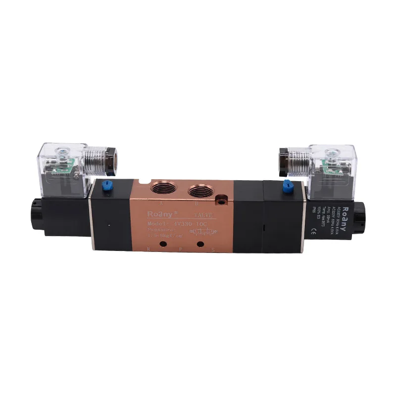 4V230-08C Solenoid Valve - 3 Position 5 Way Double Pilot 4V330C-10 AC220V/DC24V for Pneumatic Systems