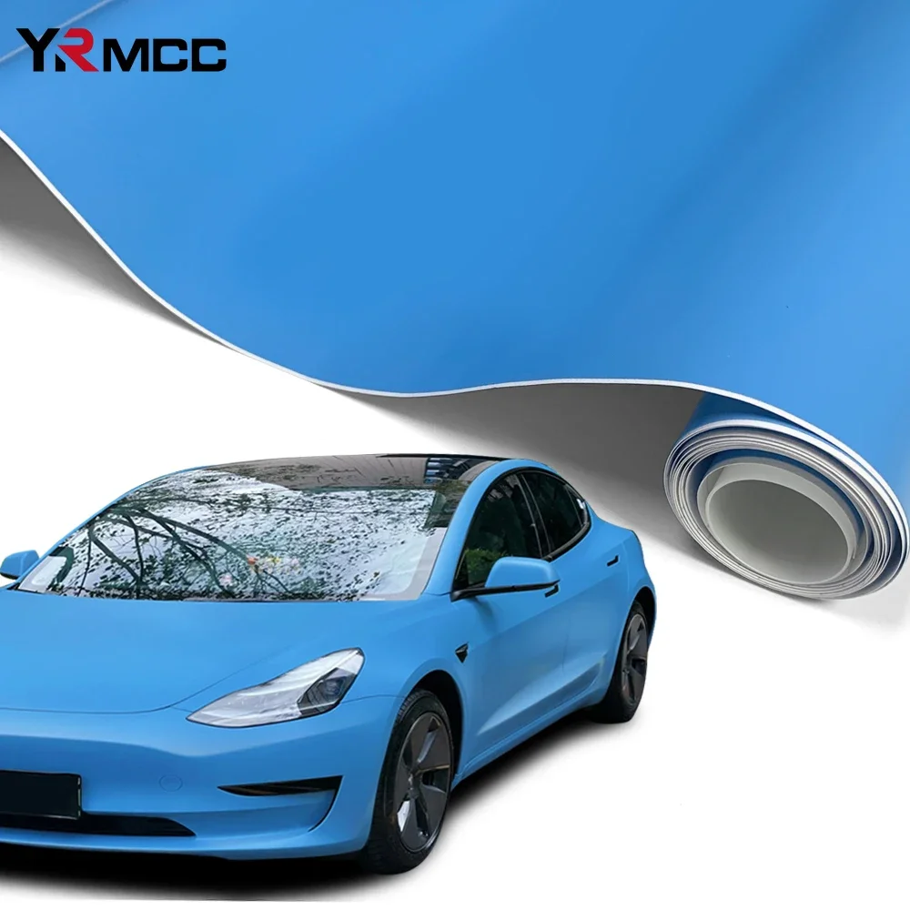 Car Sticker Sky Blue Matte Film Self-Adhesive Car Vinyl Wrap Air-release Technology Waterproof Sticker for Moto Auto Accessories