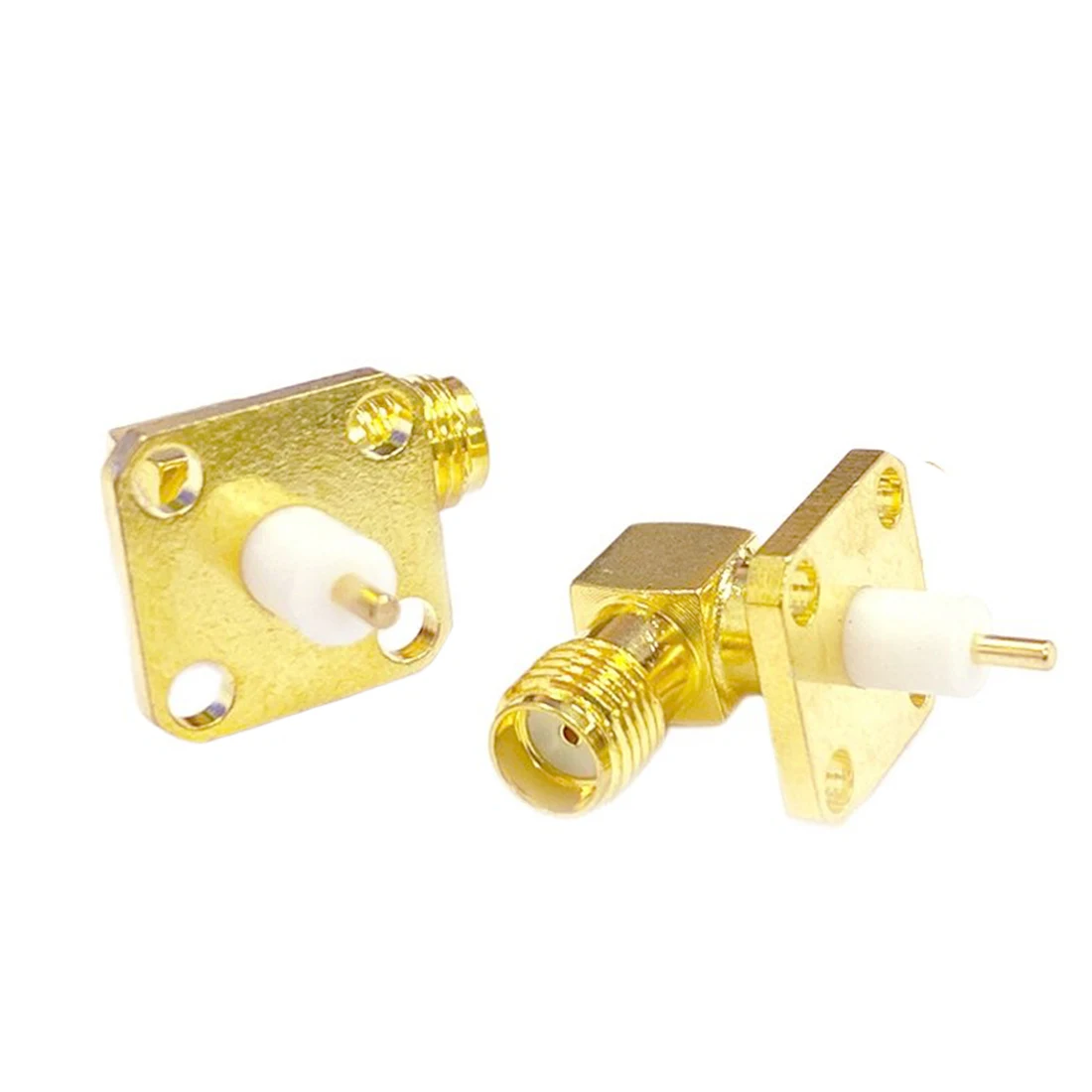 1pc SMA 4 Hole Panel Mount Connector Female Jack  Right Angle  With Dielectric And Solder Post