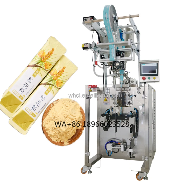 Máquina envasadora automática de llenado de barrena de esquina, 15g, para cacao, café, proteína, bolsita en polvo, 3 lados, bolsa de papel sellada, alimentos