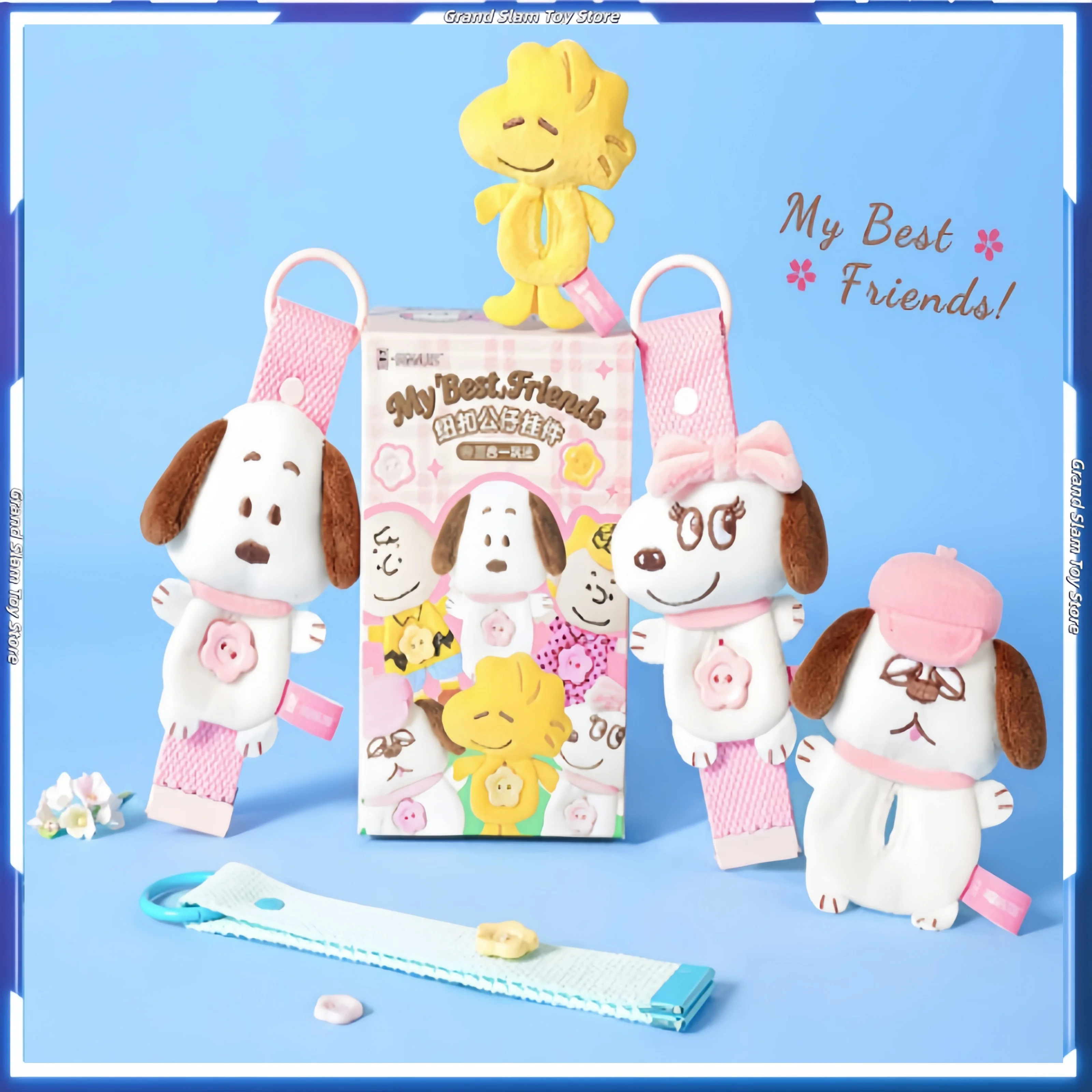 

In Stock Snoopy Cherry Blossom Magnetic Button Cute Plush Pendant Blind Box Bag Charm cute Birthday Gift For Girlfriend Toys