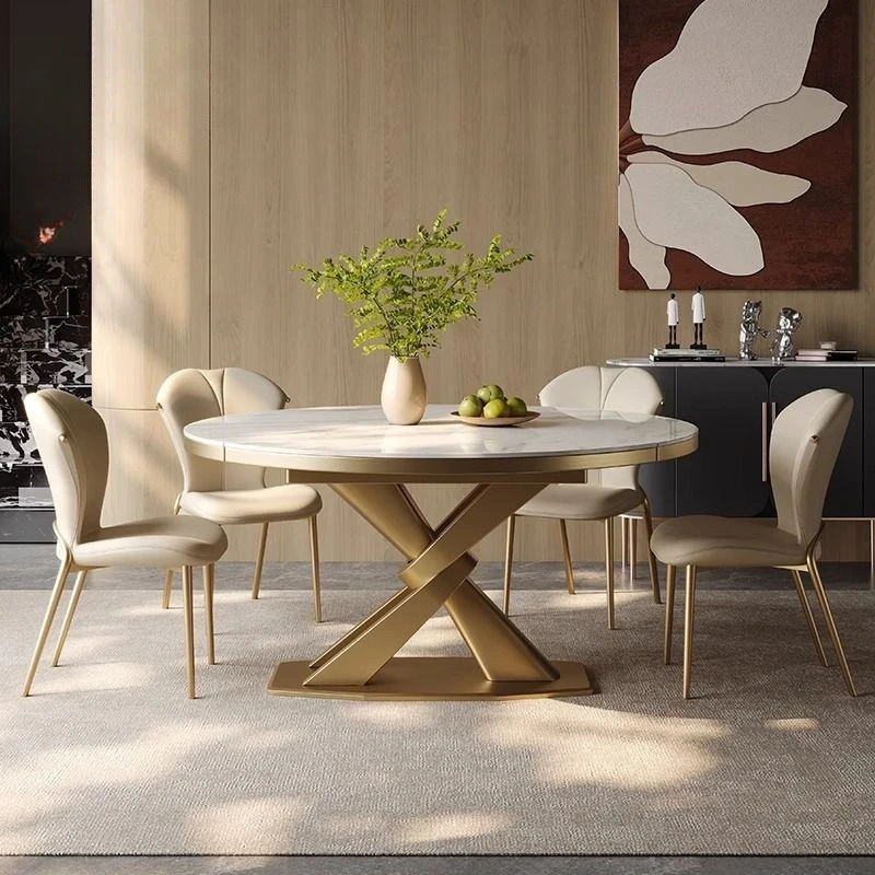 

Slate dining table retractable square into round simple induction cooker household small apartment high-end dining