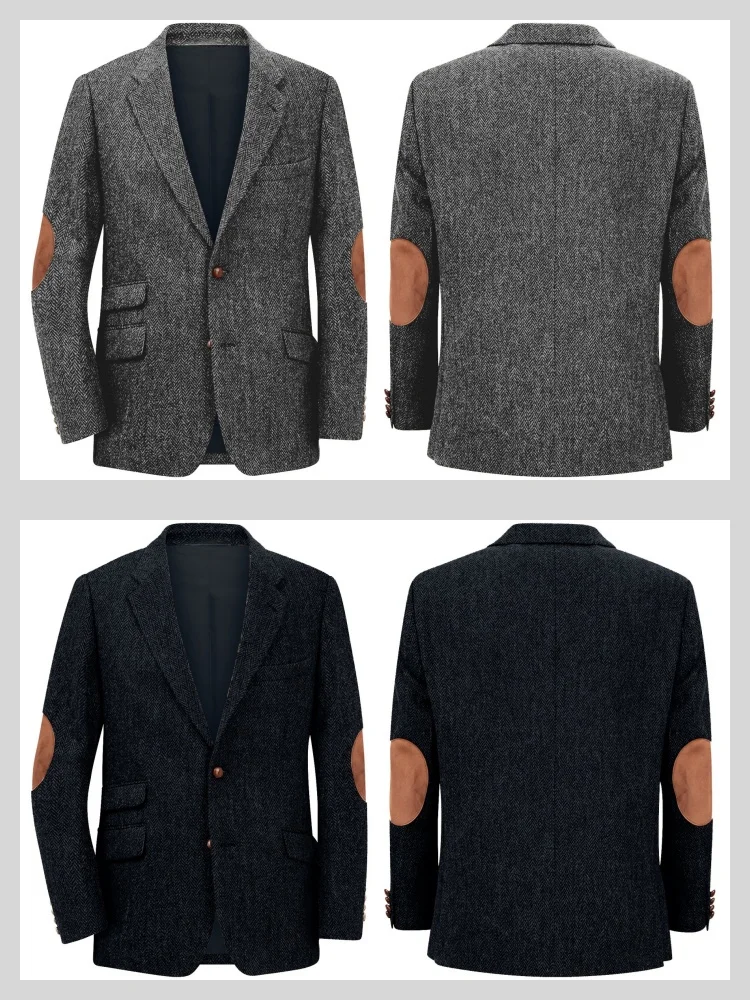 

Повседневный мужской пиджак, куртки в английском стиле для мужчин, лоскутные мужские костюмы с узором «елочка», роскошный элегантный пиджак, зимние пальто