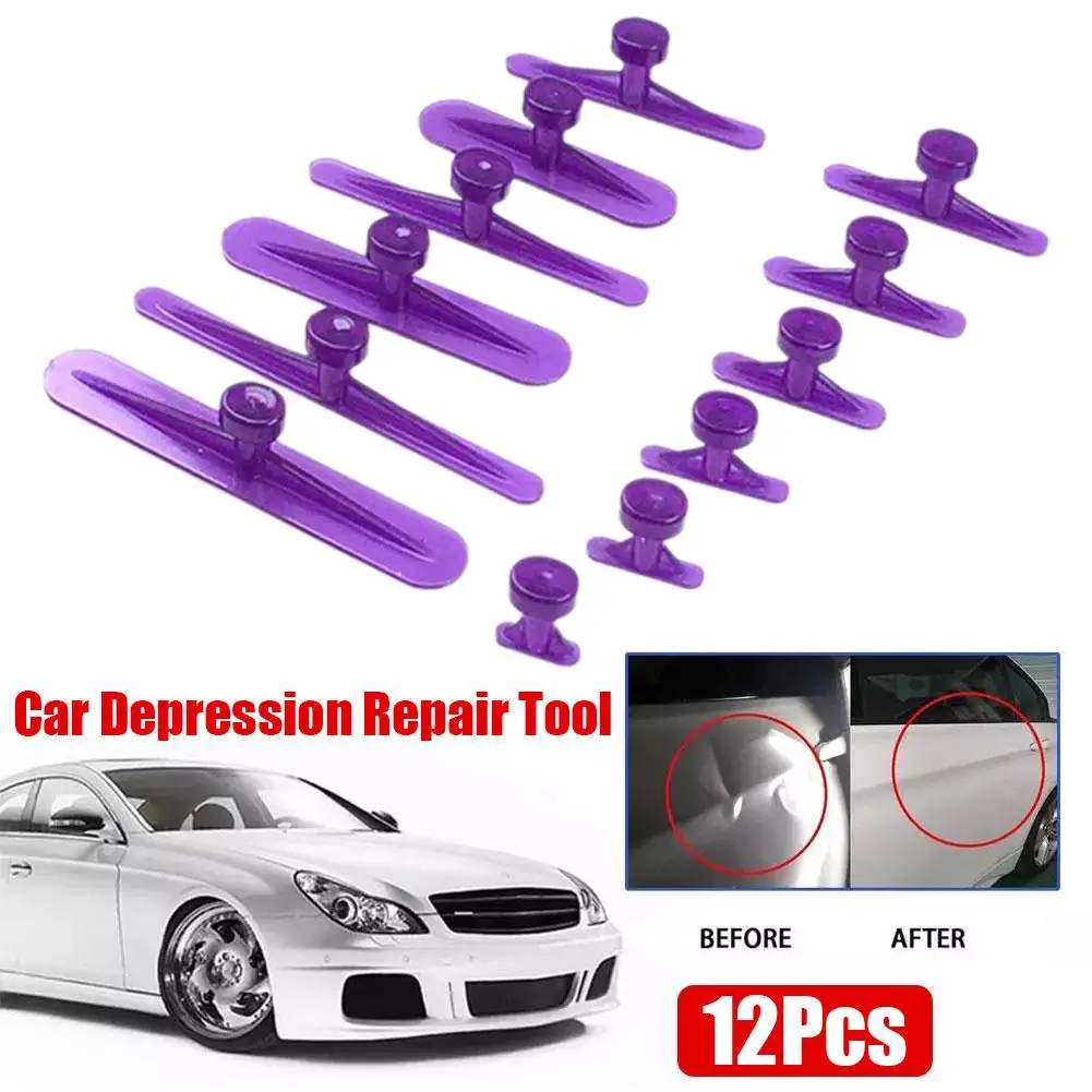 New 12Pcs Glue Pulling Tabs Car Body Dent Removal Pulling Tabs Remover Sheet Pit Versatile Hail Metal Professional Glue Tab D2G7