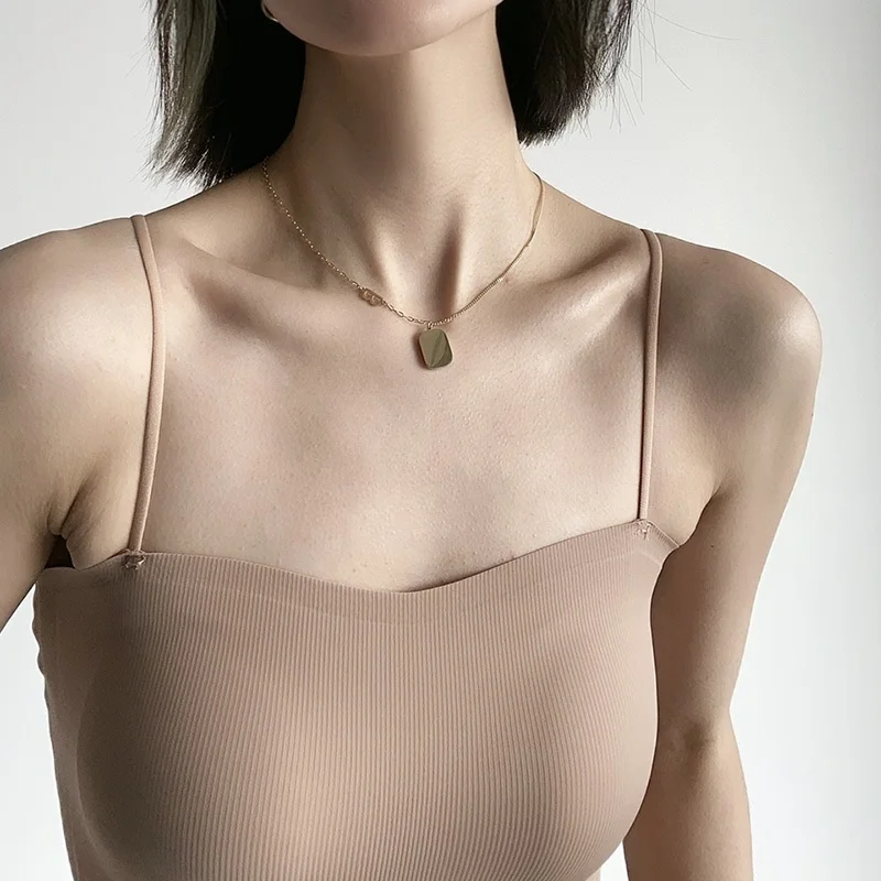 Women's Small Strap Vest Integrated Summer Beautiful Back Bra Underwear Suit Inner Match Base Chest Pad Top Outerwear