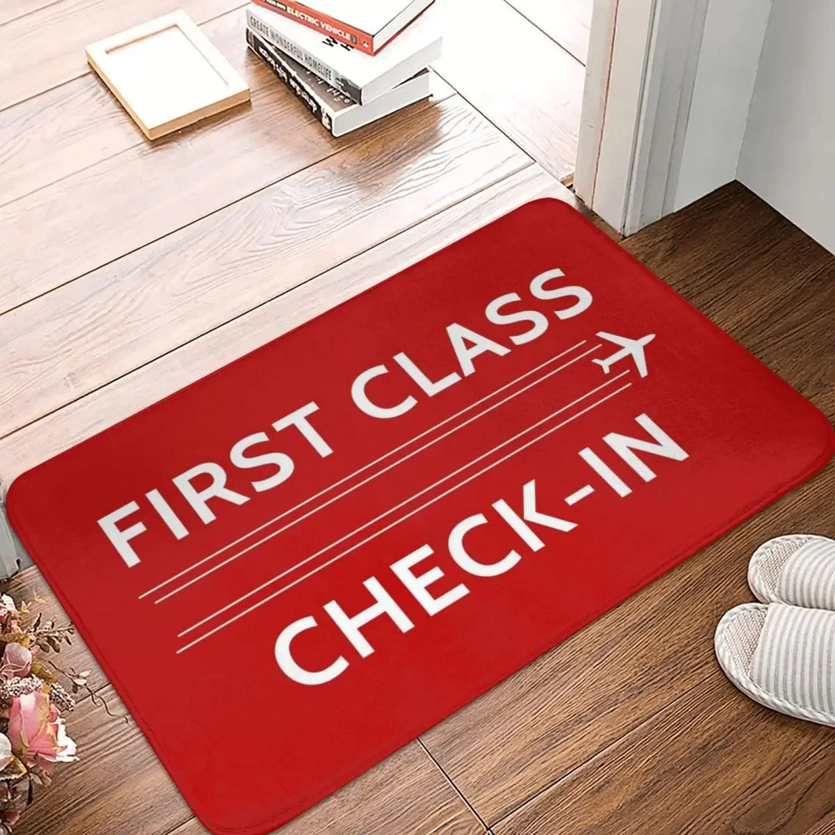 First Class Check-In Sign Doormats Rug Carpets Mat Footpad Polyester Non-slip Absorbent Mat Entrance Kitchen Bedroom Balcony