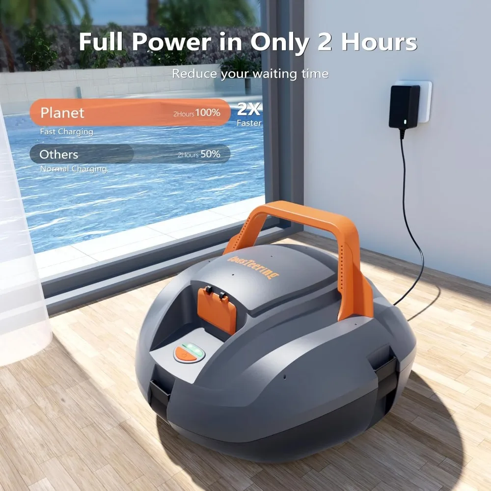 Aspirateur robotique pour piscine hors sol avec auto-stationnement, idéal pour les livres de piscine jusqu'à 100 m², fédération, jusqu'à 850 minutes