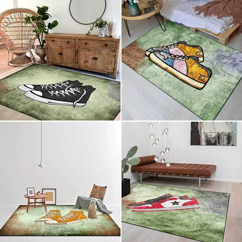 Bubble Kiss Retro Fashion Sports Shoes Carpet Home Creative Living Room Decor Carpet Bedroom Bedside Thick Rug Non-slip Door Mat