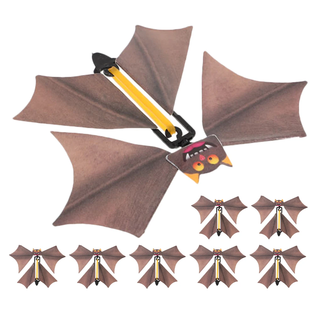 

8pcs Flying Halloween Party Decor Wind Up Bats Plastic Figurines Surprise Games Bat Decorations