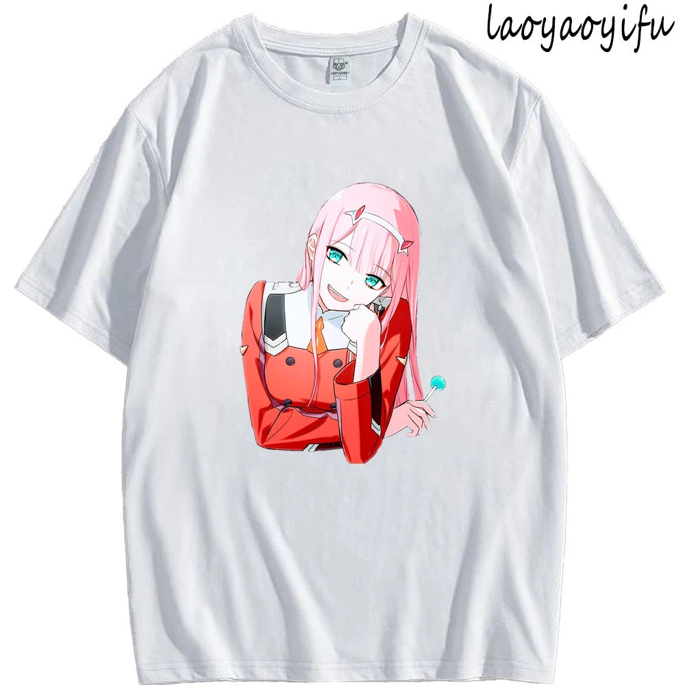 Zero TWO Dear in French Anime Print Harajuku T-shirt Hip Hop Fashion Short Sleeve Unisex Manga Style Clothing