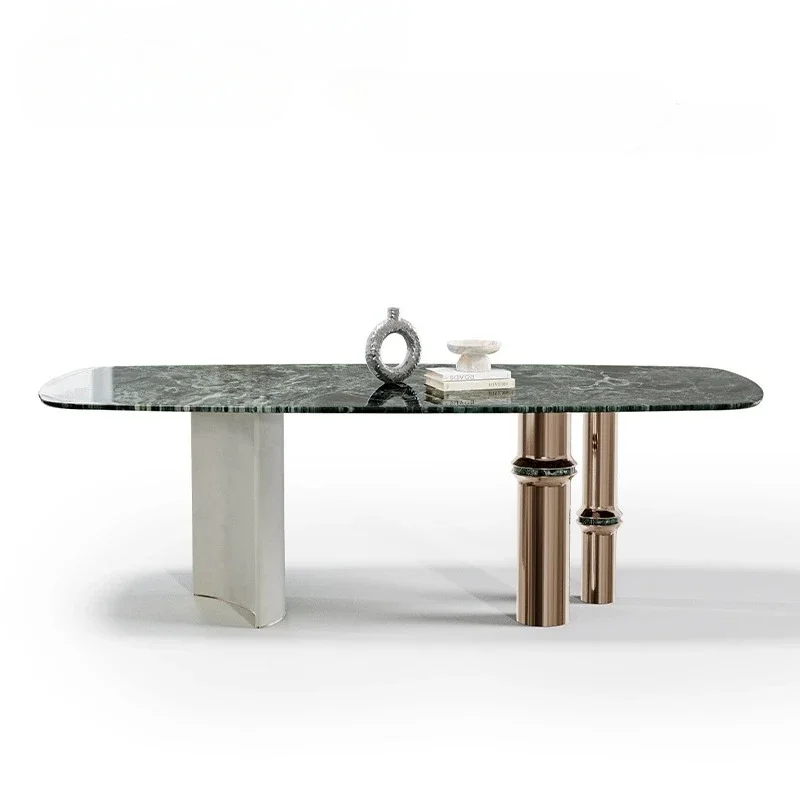 A Italian light luxury modern marble dining table/natural luxury stone surface/original high-end rectangular dining table