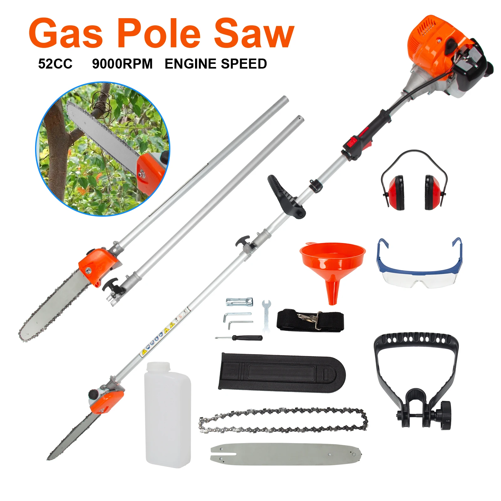Pole Saw Gas Powered 52CC 2-Cy - Pole Saw Cordless review and price
