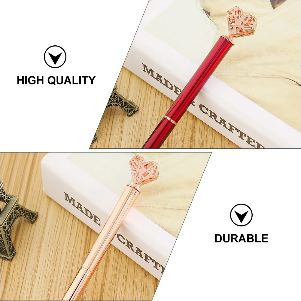 

5Pcs Heart Shape Ballpoint Pen Metal Smooth Writing School Student Signature Pens Writing Pen