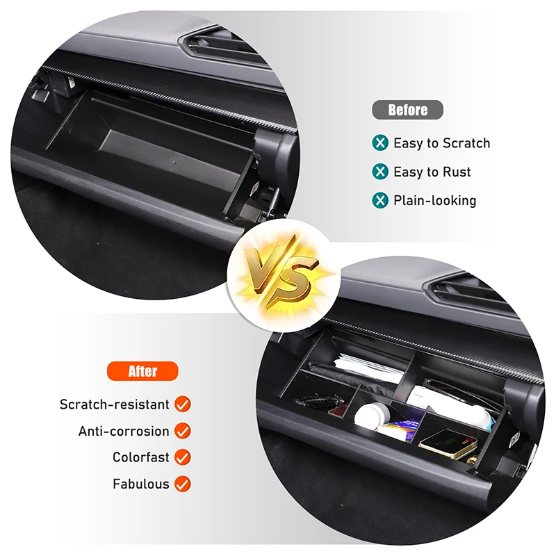 For Subaru Crosstrek 2024 2025 ABS Black Glove Box Divider Center Console Organizer Storage Tray Compartment Glove Box Organizer