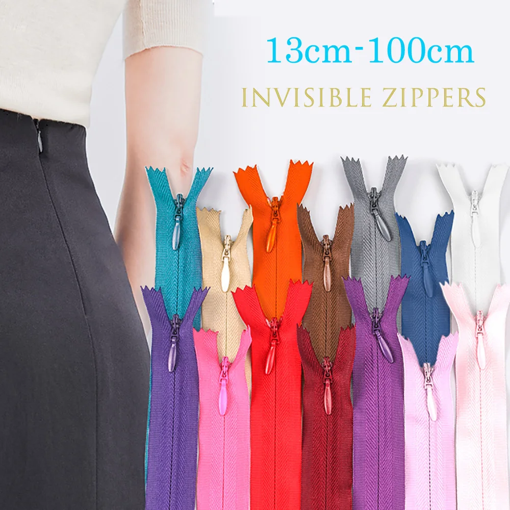 5/10pcs Nylon Coil Invisible Zipper 13cm-100cm For Tailor Crafts, Pillow Clothes Dolls Zipper Handcraft Cloth Sewing Accessories