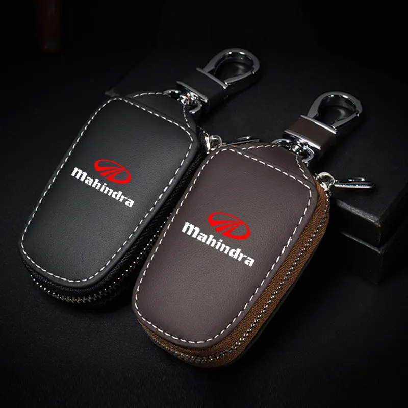 

Car smart key case cover keywallet leather keychain protect For Mahindra kuv100 xuv700 300 tuv300 mahindra pik up 4x4 Accessory